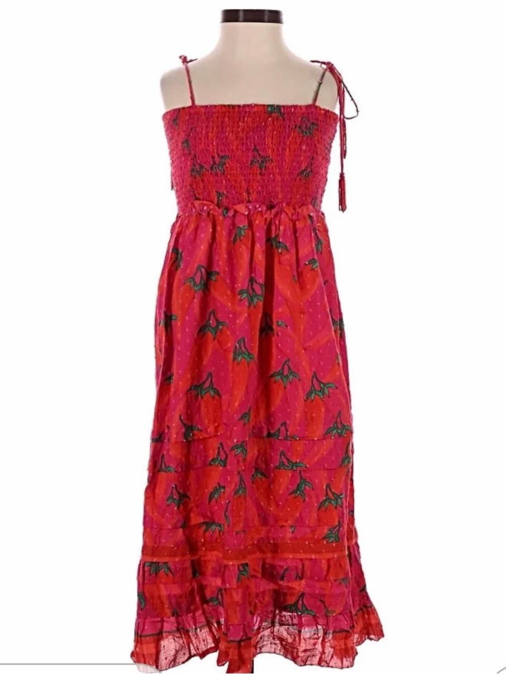FARM Rio Red Floral Smocked Maxi Dress